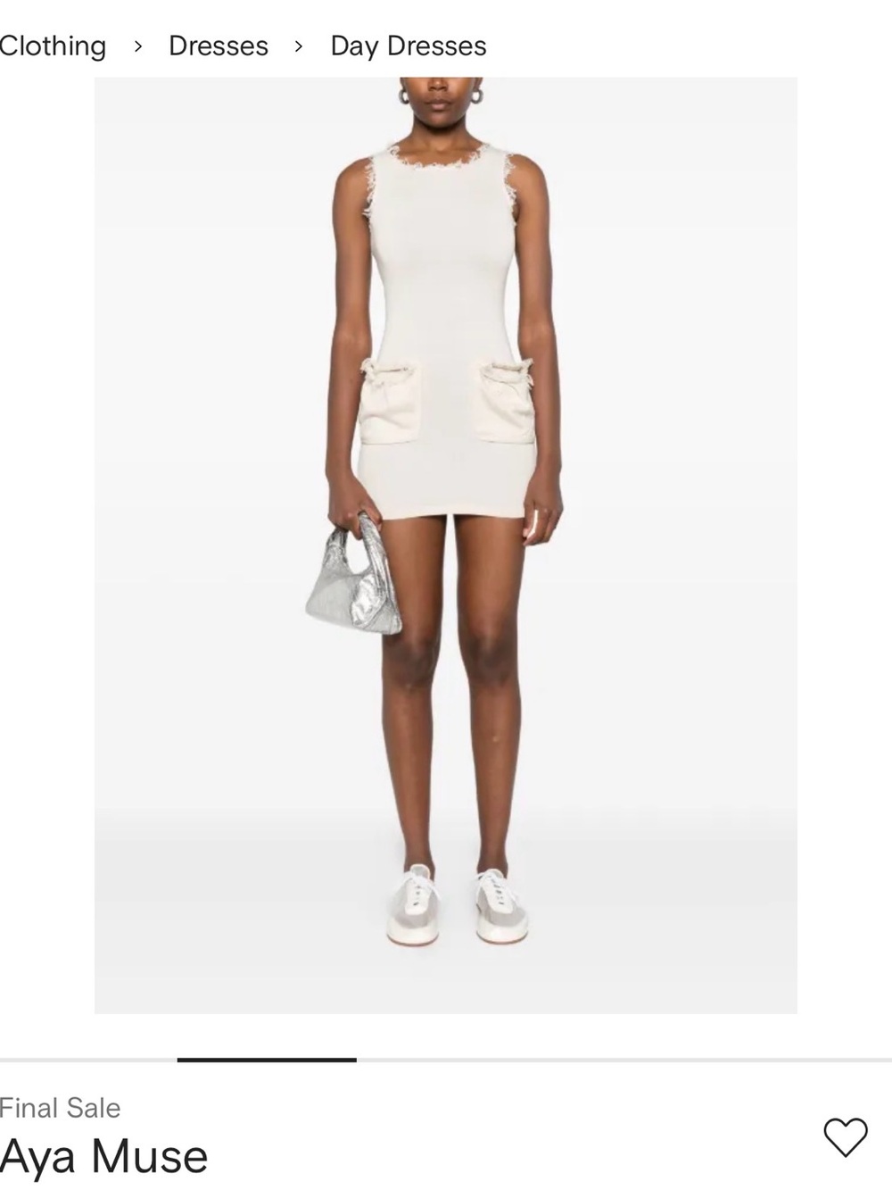 Aya Muse Cream Fringe Pocket Knit Mini Dress